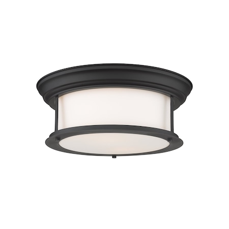Z-Lite Sonna 2 Light Flush Mount, Matte Black & Matte Opal 2011F13-MB